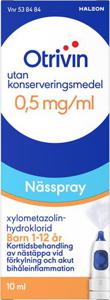 Otrivin utan konserveringsmedel, nässpray, lösning 0,5 mg/ml, 10 ml