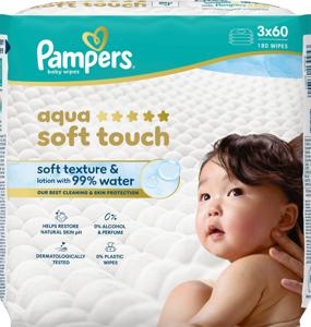 Pampers Aqua Soft Touch Wipes 3-pack 180 st produkt bild