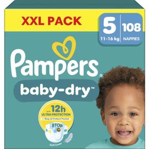 Pampers&nbsp;Baby-Dry&nbsp;Storlek&nbsp;5 (11kg-16kg)&nbsp;108&nbsp;blöjor produkt bild