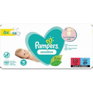 Pampers Sensitive Baby våtservetter 6x80 st = 480 Våtservetter produkt bild