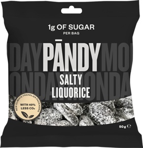 Pandy Salty Liquorice Sukkerfri 50 g produktbillede