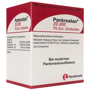 Pankreatan 20.000 Ph.eur.-einheiten Msr.hartkaps. 50 St Magensaftresistente Hartkapseln Produktbild