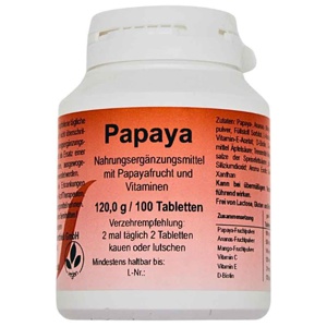 Papaya Kautabletten, 100 St Kautabletten Produktbild