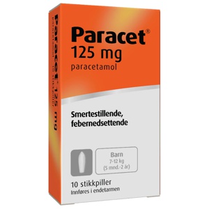 Paracet 125 mg stikkpiller 10 stk produktbilde
