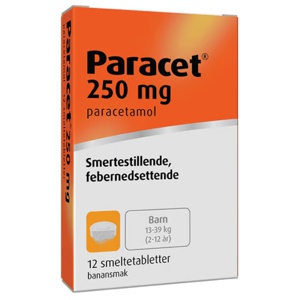 Paracet 250 mg smeltetabletter 12 stk produktbilde