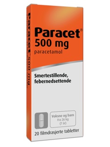 Paracet 500 mg tabletter avlange 20 stk produktbilde