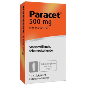 Paracet 500 mg stikkpiller 10 stk produktbilde
