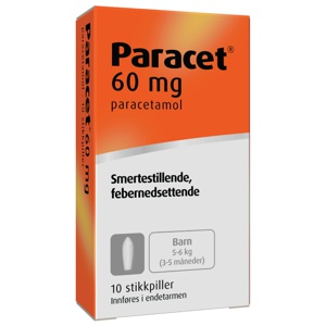 Paracet 60 mg stikkpiller 10 stk produktbilde