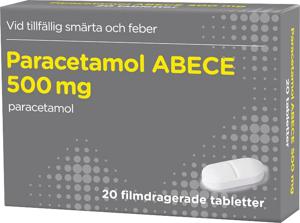 Paracetamol ABECE filmdragerad tablett 500 mg 20 st produkt bild