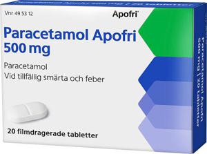 Paracetamol Apofri, filmdragerad tablett 500 mg, 20 st