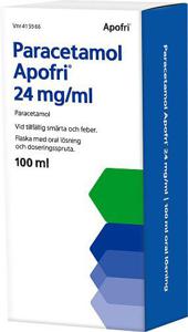Paracetamol Apofri, oral lösning 24 mg/ml, 100 ml produkt bild