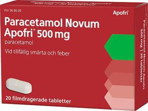 Paracetamol Novum Apofri 500 mg Paracetamol, Filmdragerad tablett, 20 tablett(er) produkt bild