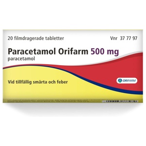 Paracetamol Orifarm, filmdragerad tablett 500 mg, 20 st produkt bild
