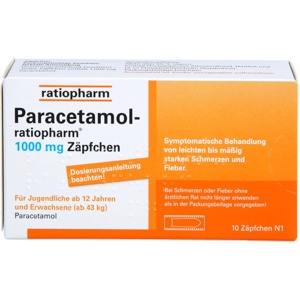 PARACETAMOL-ratiopharm 1.000 mg Zäpfchen Produktbild