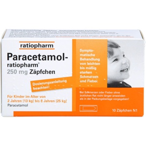 PARACETAMOL-ratiopharm 250 mg Zäpfchen Produktbild