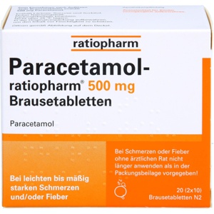 Paracetamol ratiopharm 500 mg Brausetabletten, 20 St Brausetabletten Produktbild