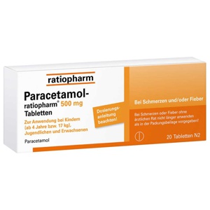 Paracetamol-ratiopharm 500 mg Paracetamol Tabletten, 20 St Produktbild