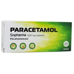 Paracetamol sopharma tbl 500mg n20 toote pilt