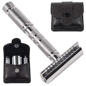 Parker Shaving A1R 4 Piece Travel Razor with Leather Case produkt bild