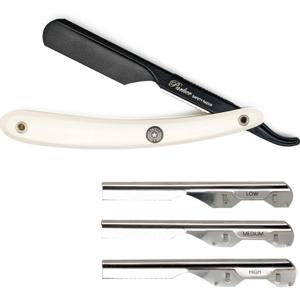 Parker Shaving PTAWK Adjustable Push w. 3 blade option White Handle Barber/Straight Razor produkt bild