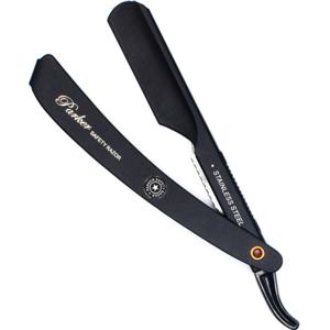 Parker Shaving PTBMETAL-Black Steel Push Type Barber/Straight Razor produkt bild