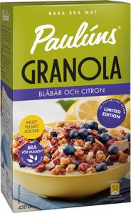 Paulúns Granola Blåbär & Citron 450 g produkt bild