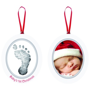 Pearhead Babyprints Photo Ornament - Wooden Oval White produkt bild