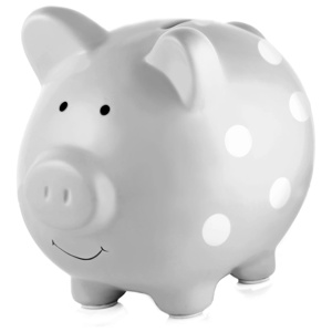 Pearhead Ceramic Piggy Bank Medium Polka Dot Gray produkt bild