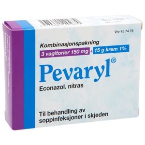 Pevaryl 150 mg vagitorier og 1 % krem 3+15 g produktbilde
