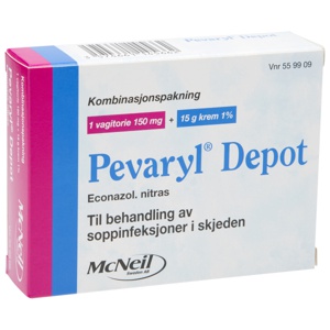 Pevaryl Depot 150 mg vagitorie og 1 % krem 1+15 g produktbilde