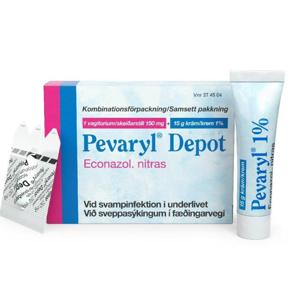 Pevaryl Depot, vagitorium och kräm 150 mg + 1 % 1 st produkt bild