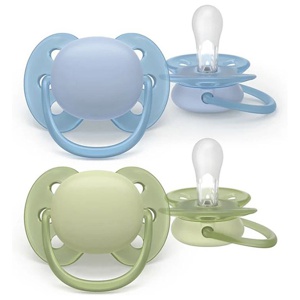 Philips Avent Ultra Soft napp, 0–6&nbsp;m, 2-pack, Grön/Blå produkt bild