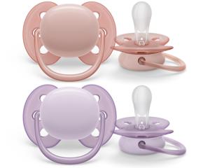 Philips Avent Ultra Soft Napp 0-6 mån Rosa/Lila 2-pack produkt bild