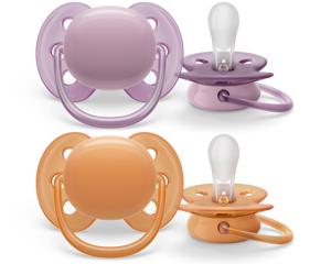 Philips Avent Ultra Soft napp 6-18 mån Orange/Lila produkt bild
