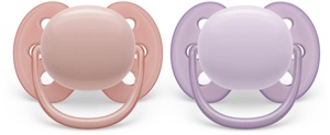 Philips Avent Ultra Soft narresmokk 0-6mnd rosa/lilla 2 stk produktbilde