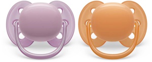 Philips Avent Ultra Soft narresmokk 6-18 måneder gul/lilla 2 stk produktbilde