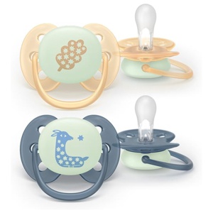 Philips Avent Ultra Soft Nattnapp Glow in the Dark Grå & Gul 6-18 månader 2 st produkt bild