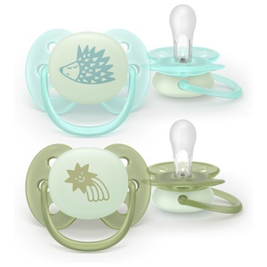 Philips Avent Ultra Soft Nattnapp Glow in the Dark Grön & Blå 0-6 månader 2 st produkt bild
