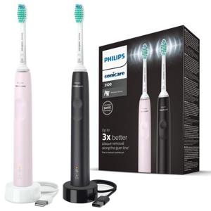 Philips Sonicare eltandborste 3100 Series 2-pack Ljusrosa & Svart produkt bild
