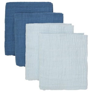 Pippi Organic Cloth Muslin Baby Blue 4-pack produkt bild