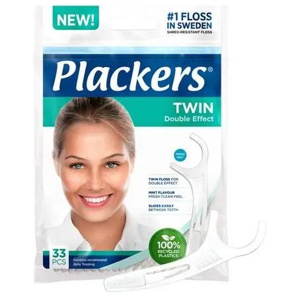 Plackers Twin tanntrådbøyler med tannstikke 33 stk produktbilde