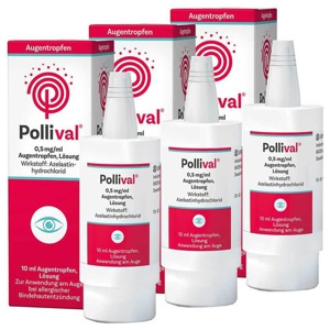 Pollival Augentropfen mit Azelastin, 3x10 ml Augentropfen Produktbild