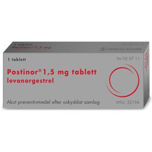 Postinor tablett 1,5 mg, 1 st produkt bild