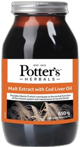 Potters Malt Extract with Cod Liver Oil Butterscotch Flavour 650g product image