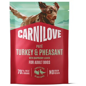 Pouch Paté Turkey & Pheasant with Raspberry Leaves Våtfoder till Hund - 12 x 300 g produkt bild