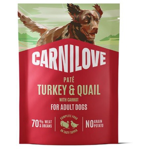 Pouch Paté Turkey & Turkey & Quial with Yellow Carrot Våtfoder till Hund - 12 x 300 g produkt bild