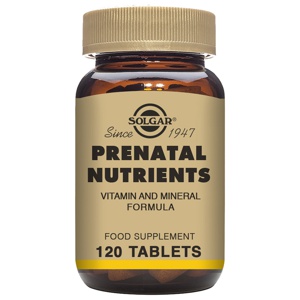 Prenatal Nutrients Solgar – Multivitamin för dig som vill bli gravid är gravid eller ammar 120 tabletter produkt bild
