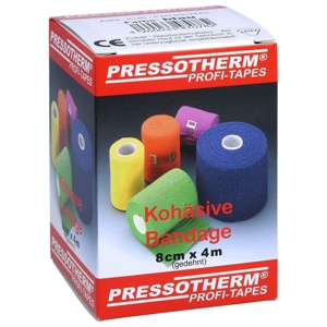 PRESSOTHERM Kohäsive Bandage 8 cmx4 m blau 1 St Binden Produktbild