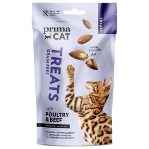 PrimaCat Crunchy Treats Skin Coat med fjäderfä & nötkött - 40 g produkt bild