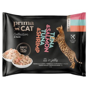 PrimaCat Fillets Tonfisk/lax & Tonfisk/räkor i gelé 4 x 50 g produkt bild